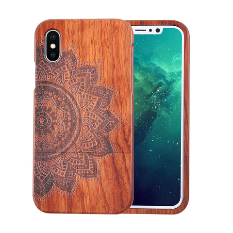 Retro Carving Embossed Wood Case