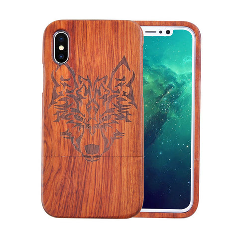 Retro Carving Embossed Wood Case