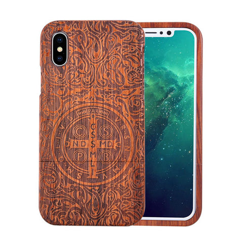 Retro Carving Embossed Wood Case