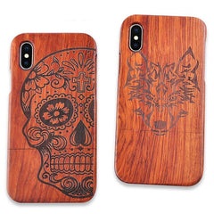 Retro Carving Embossed Wood Case